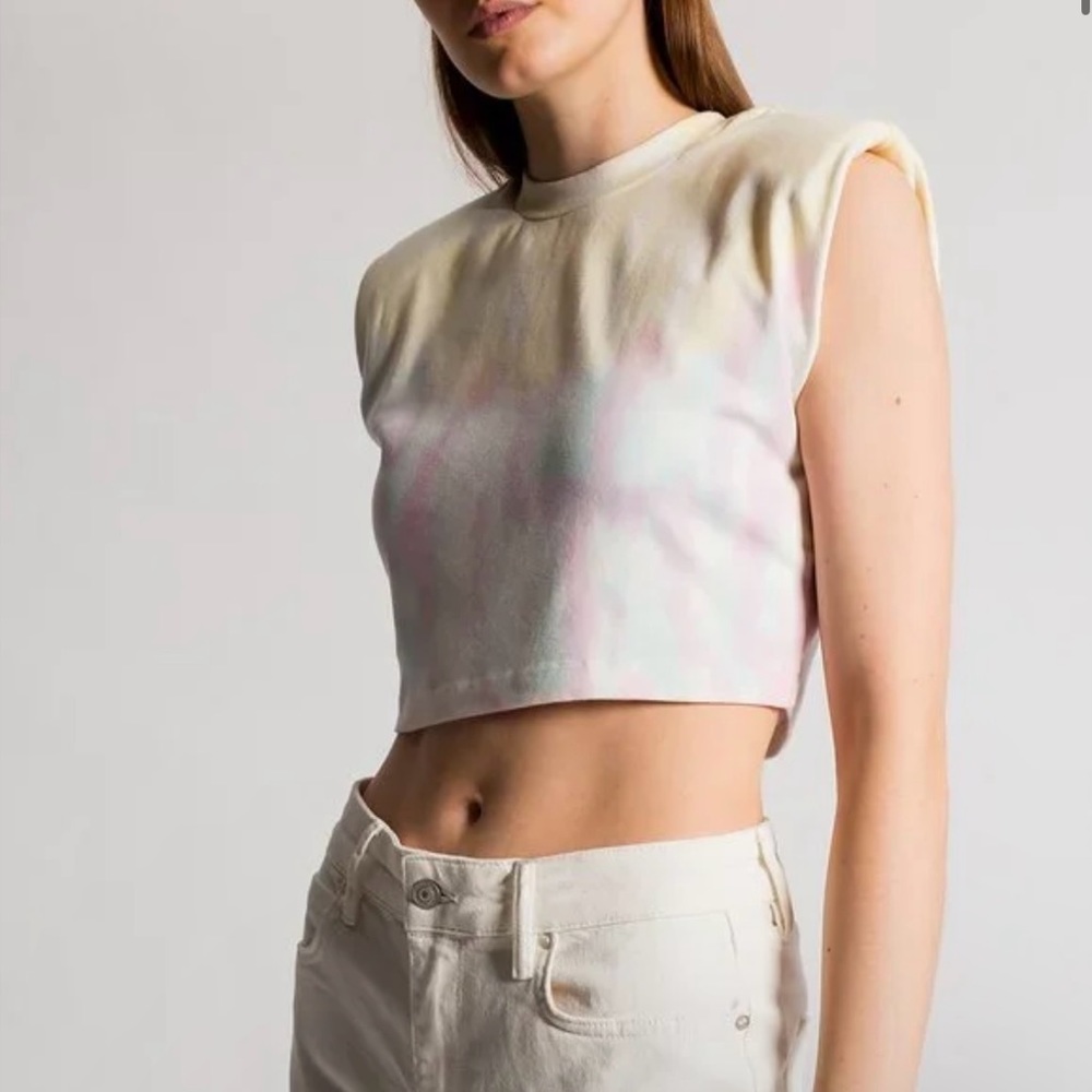 NWOT AllSaints Revolve Coni Tie Dye Shoulder Pad Crop Top
